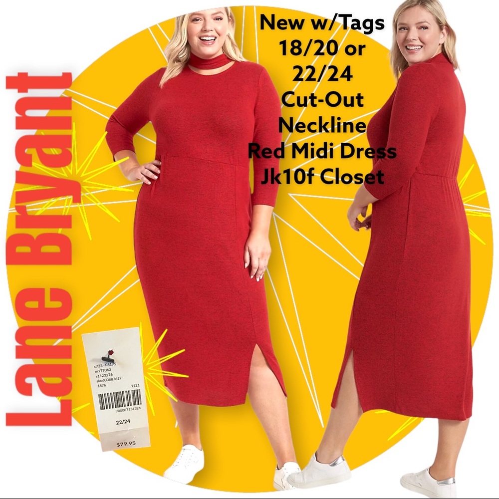LOWEST 🌺 NWT LANE BRYANT Sz16-20-or24 RED HACCHI KNIT DRESS